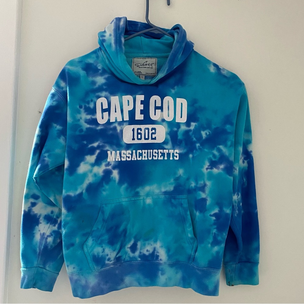 Cape Code Blue Tie Dye Hoodie Kids Large